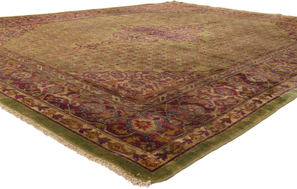 10 x 13 - Green Antique Indian Agra Rug - 79549