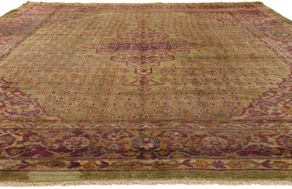 10 x 13 - Green Antique Indian Agra Rug - 79549