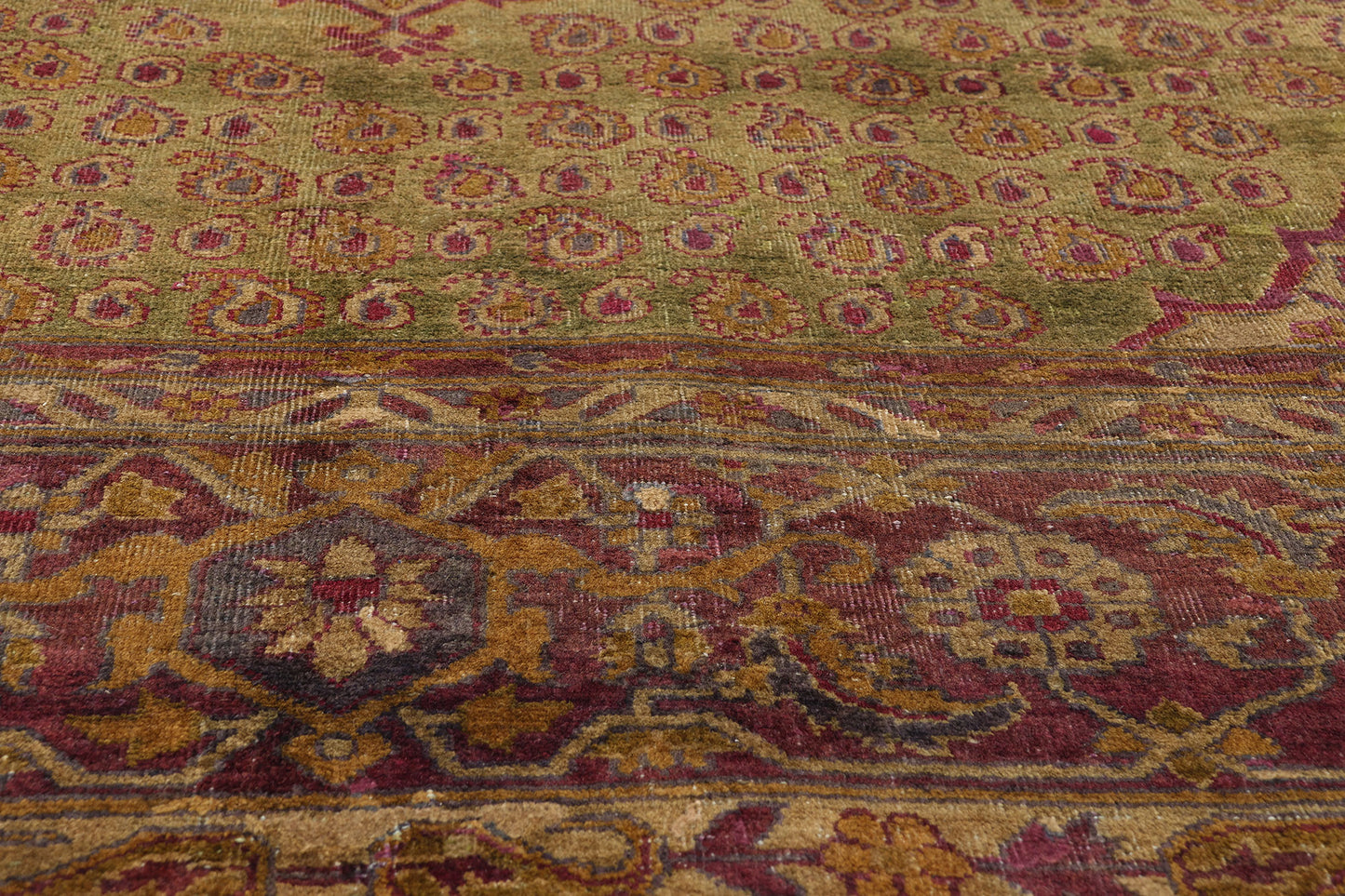 10 x 13 - Green Antique Indian Agra Rug - 79549