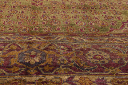 10 x 13 - Green Antique Indian Agra Rug - 79549