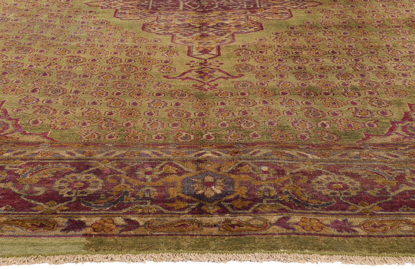 10 x 13 - Green Antique Indian Agra Rug - 79549