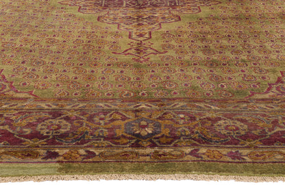 10 x 13 - Green Antique Indian Agra Rug - 79549