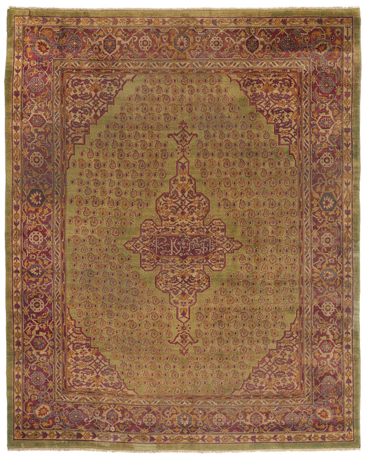 10 x 13 - Green Antique Indian Agra Rug - 79549