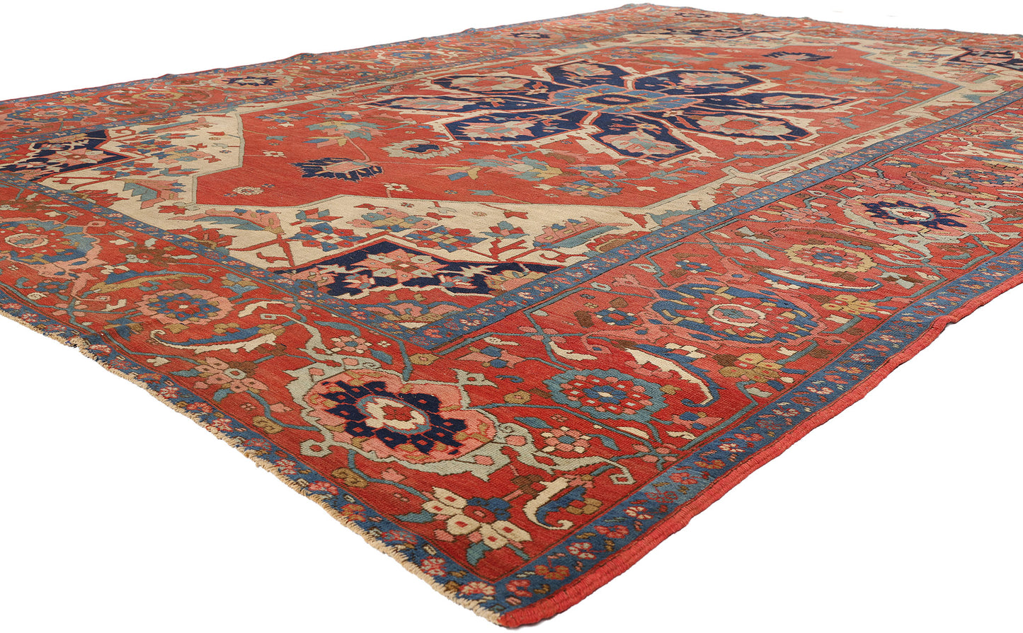 9 x 13 - Red Antique Persian Serapi Rug - 79550