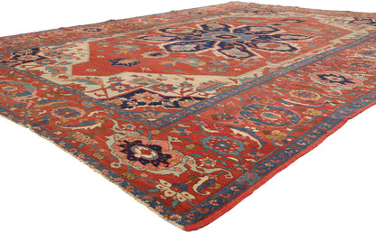 9 x 13 - Red Antique Persian Serapi Rug - 79550
