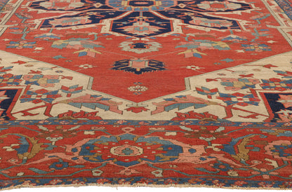 9 x 13 - Red Antique Persian Serapi Rug - 79550