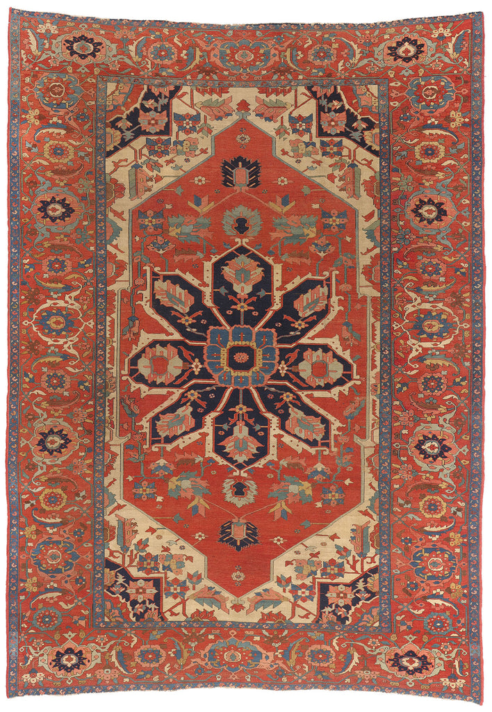 9 x 13 - Red Antique Persian Serapi Rug - 79550