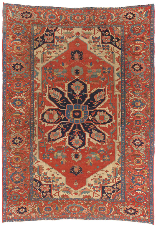 9 x 13 - Red Antique Persian Serapi Rug - 79550