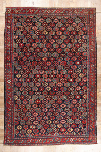 11 x 17 - Navy Blue Antique Persian Bakhtiari Rug - 79551