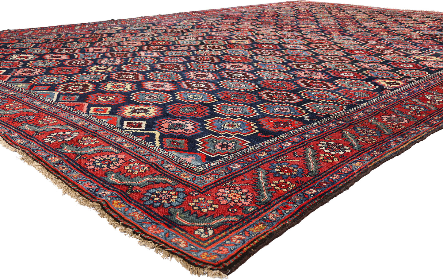 11 x 17 - Navy Blue Antique Persian Bakhtiari Rug - 79551