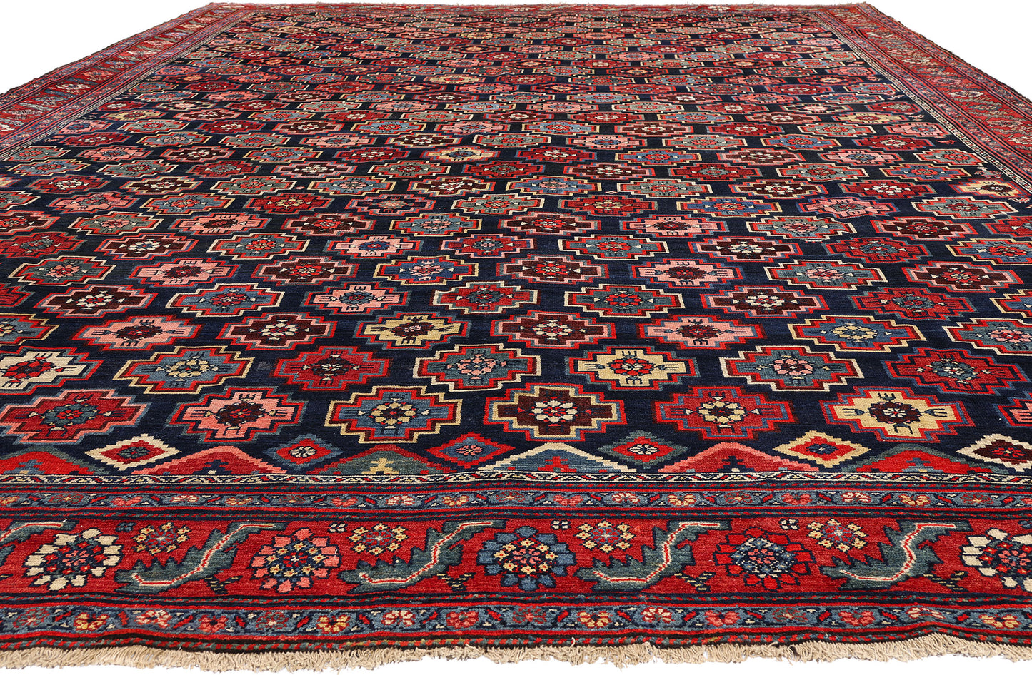 11 x 17 - Navy Blue Antique Persian Bakhtiari Rug - 79551