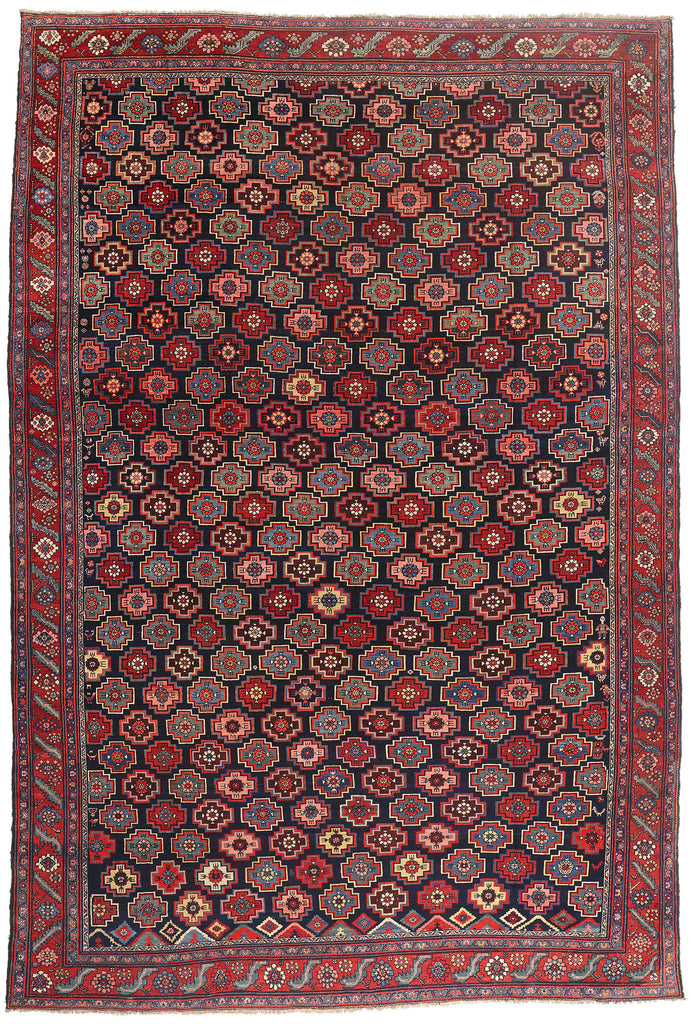 11 x 17 - Navy Blue Antique Persian Bakhtiari Rug - 79551