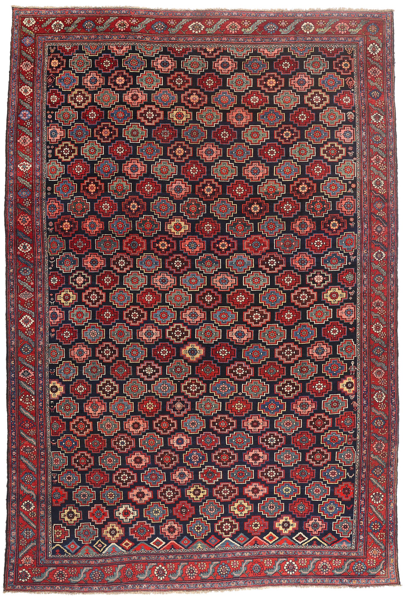 11 x 17 - Navy Blue Antique Persian Bakhtiari Rug - 79551