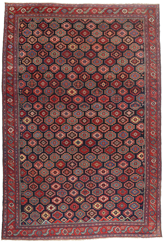 11 x 17 - Navy Blue Antique Persian Bakhtiari Rug - 79551