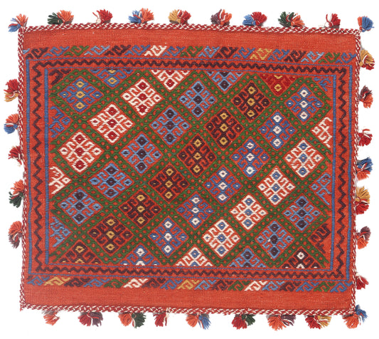 3 x 2 - Multicolor Vintage Turkish Saddlebag Rug - 79556