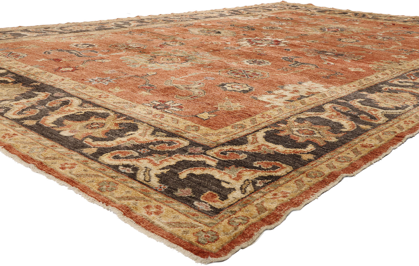9 x 14 - Rust Vintage Turkish Oushak Rug - 79557