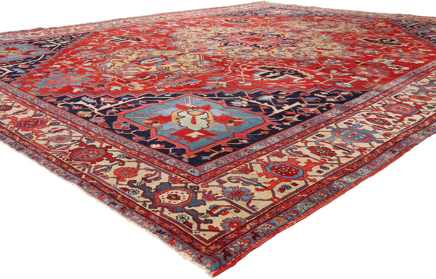 10 x 13 - Red Antique Persian Serapi Rug - 79558