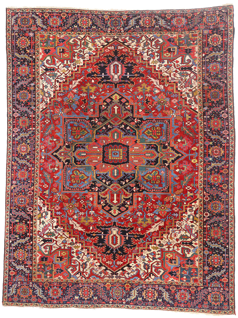 9 x 11 - Red Vintage Persian Heriz Rug - 79559