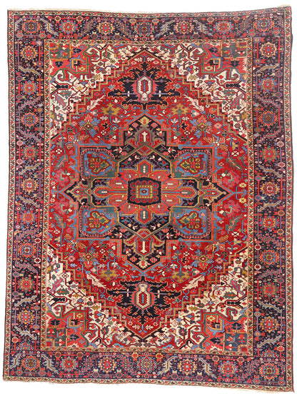 9 x 11 - Red Vintage Persian Heriz Rug - 79559