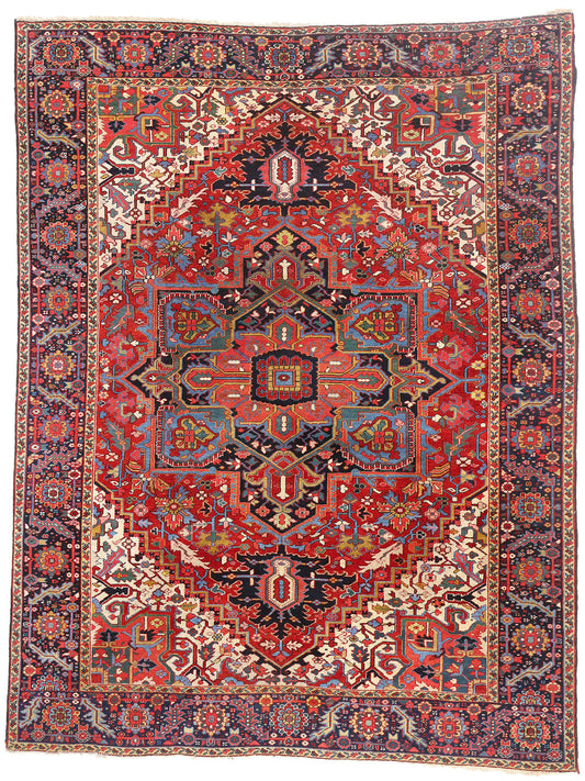 9 x 11 - Red Vintage Persian Heriz Rug - 79559