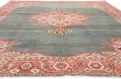 9 x 12 - Blue Vintage Persian Heriz Rug - 79562