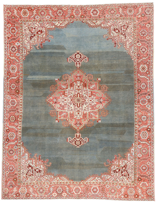 9 x 12 - Blue Vintage Persian Heriz Rug - 79562