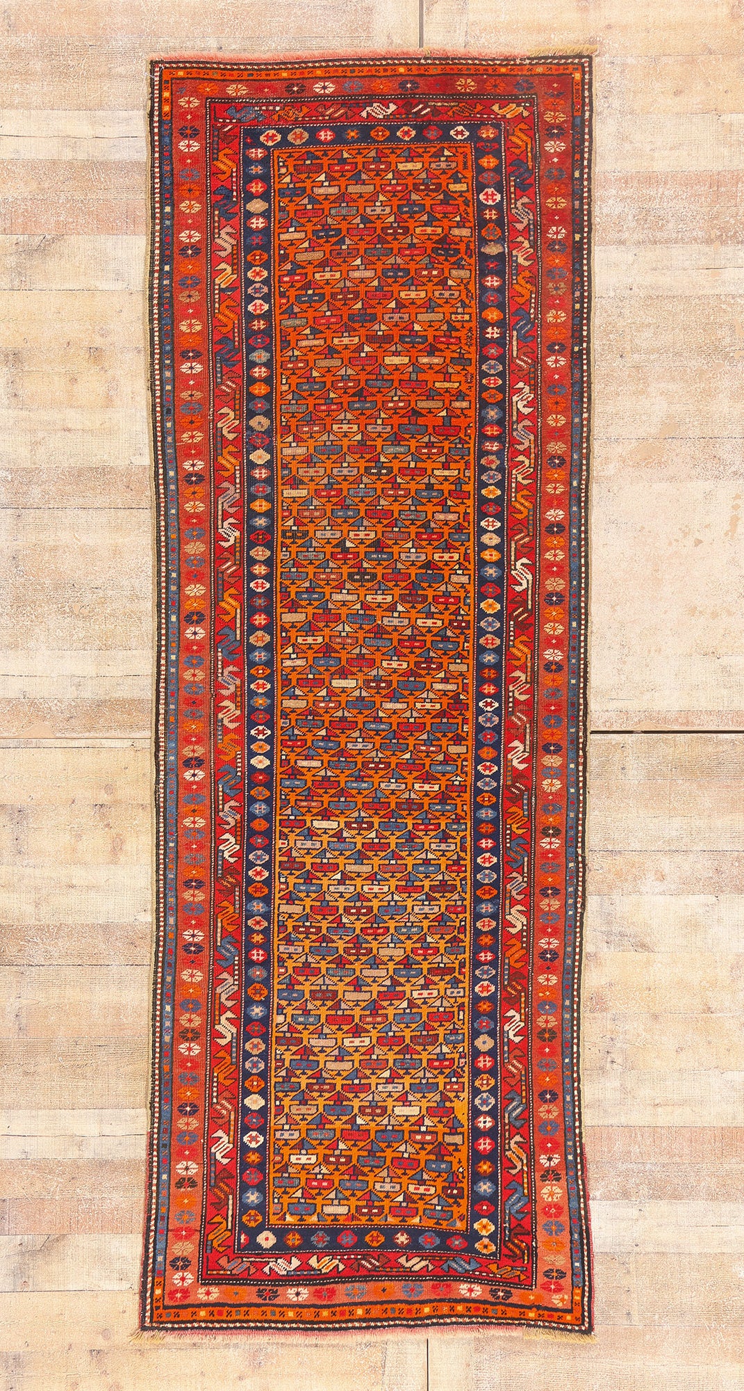 3 x 9 - Orange Antique Shirvan Rug - 79568