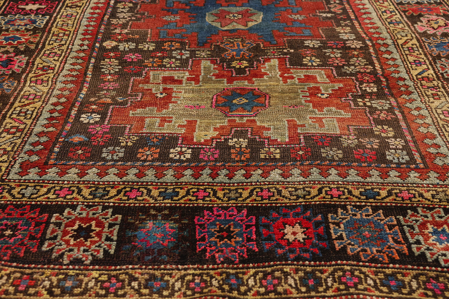 4 x 7 - Brown Antique Caucasian Kurd Rug - 79575