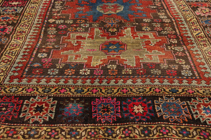 4 x 7 - Brown Antique Caucasian Kurd Rug - 79575