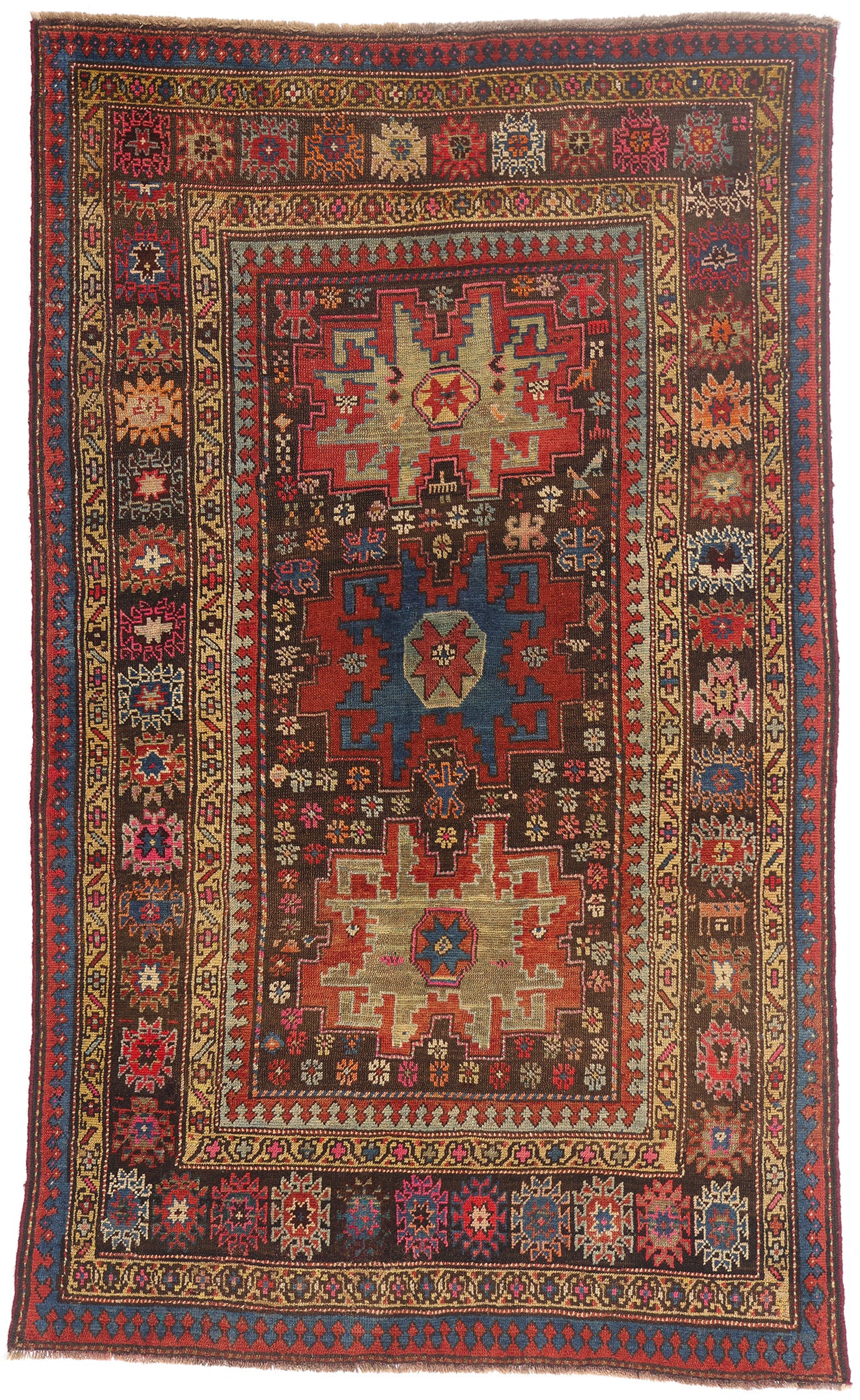 4 x 7 - Brown Antique Caucasian Kurd Rug - 79575