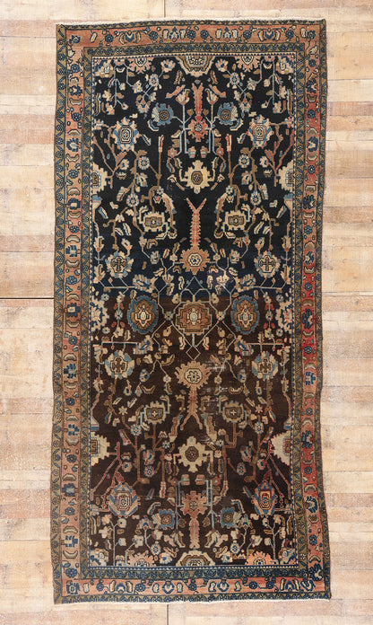 5 x 14 - Navy Blue Antique Persian Malayer Rug - 79579