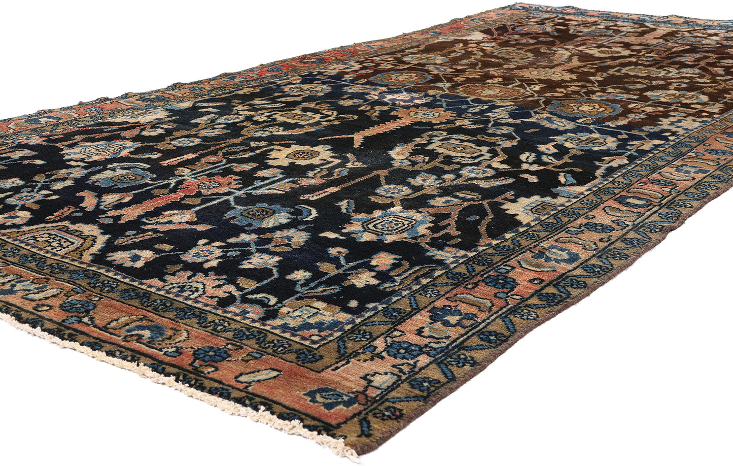 5 x 14 - Navy Blue Antique Persian Malayer Rug - 79579