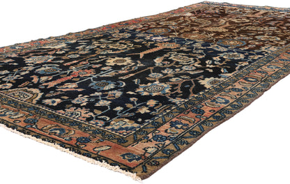 5 x 14 - Navy Blue Antique Persian Malayer Rug - 79579