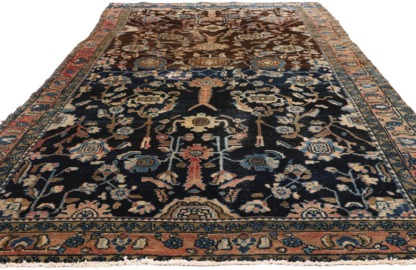 5 x 14 - Navy Blue Antique Persian Malayer Rug - 79579