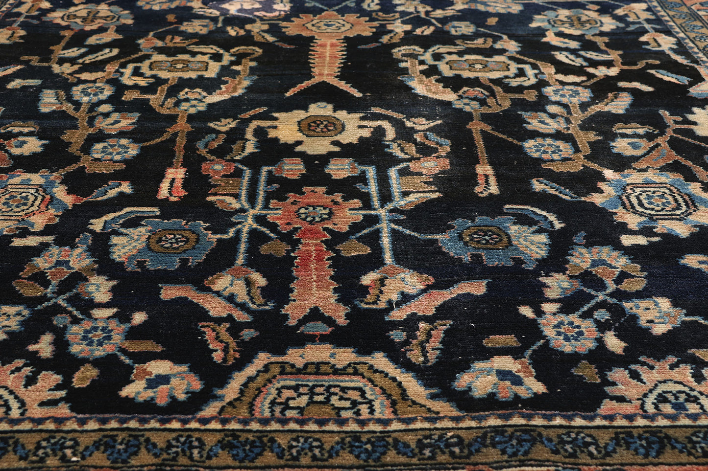 5 x 14 - Navy Blue Antique Persian Malayer Rug - 79579