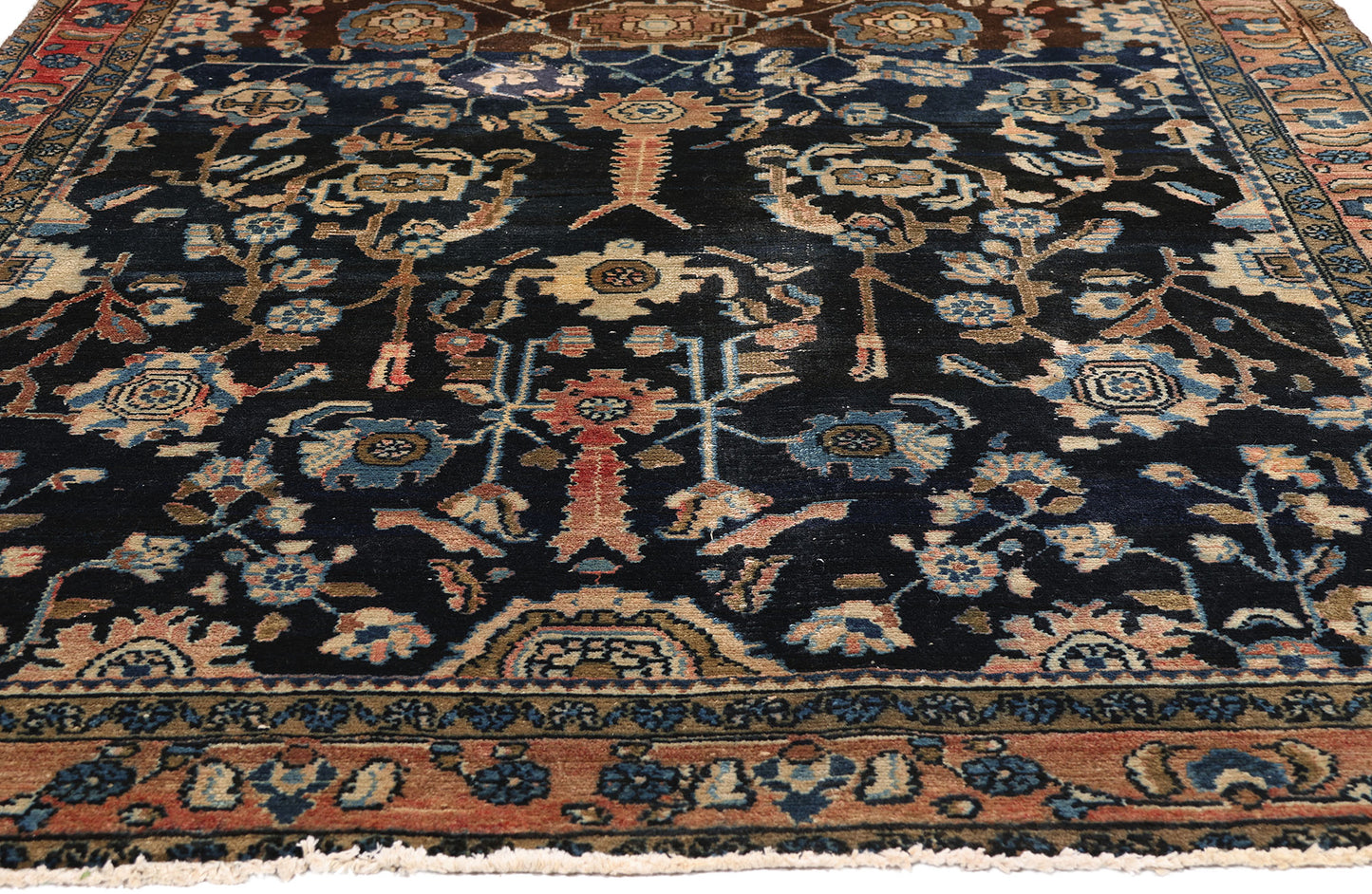 5 x 14 - Navy Blue Antique Persian Malayer Rug - 79579
