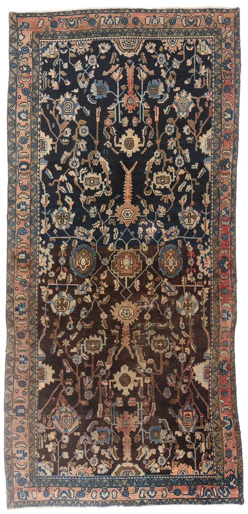 5 x 14 - Navy Blue Antique Persian Malayer Rug - 79579