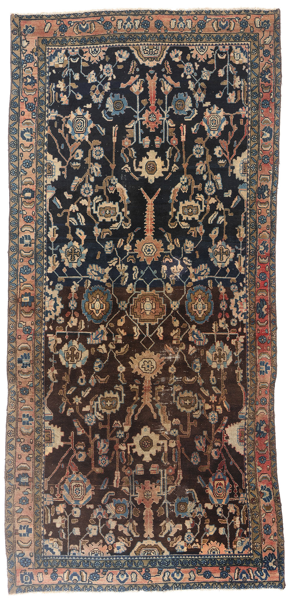 5 x 14 - Navy Blue Antique Persian Malayer Rug - 79579
