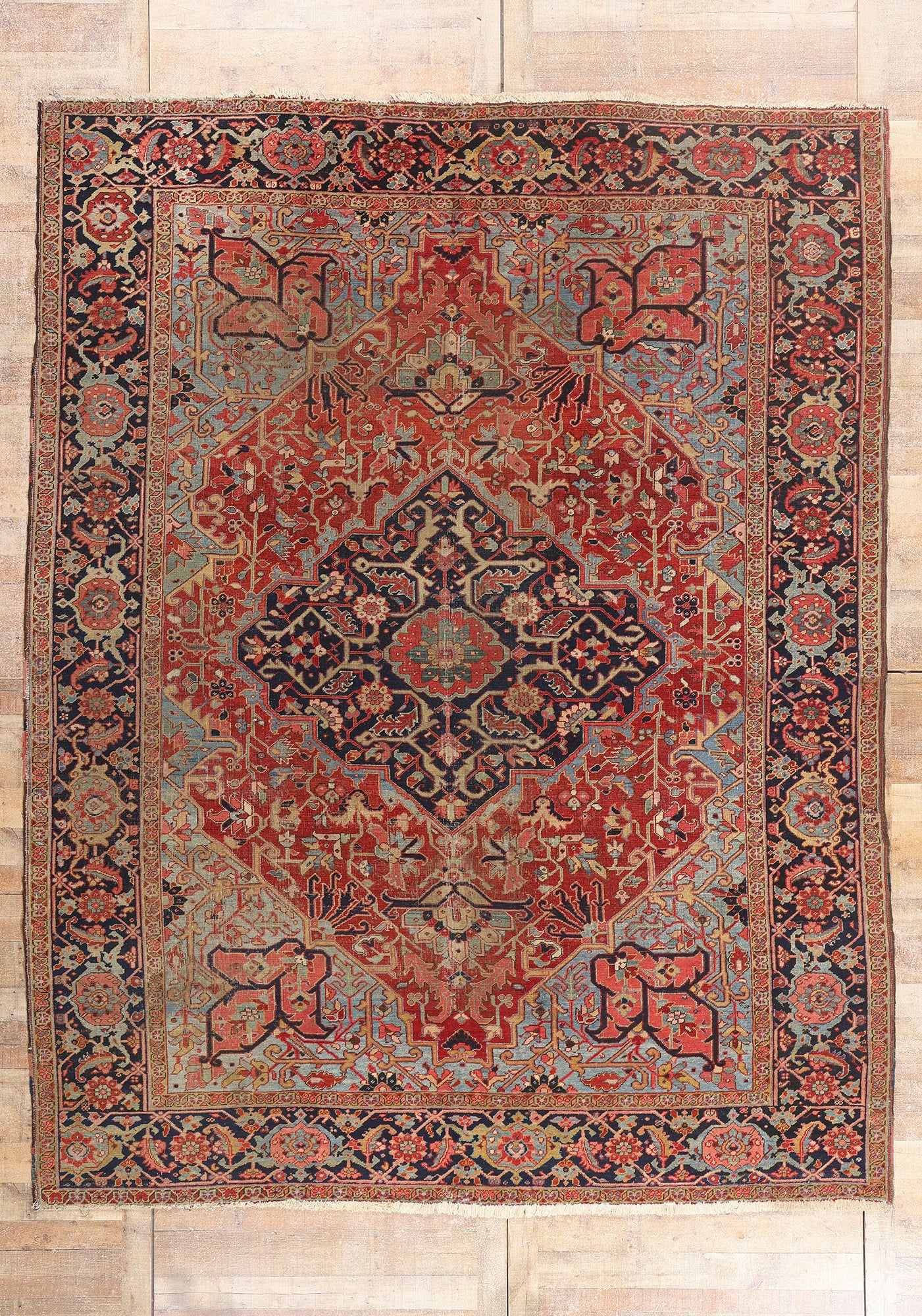 10 x 12 - Red Antique Persian Heriz Rug - 79584