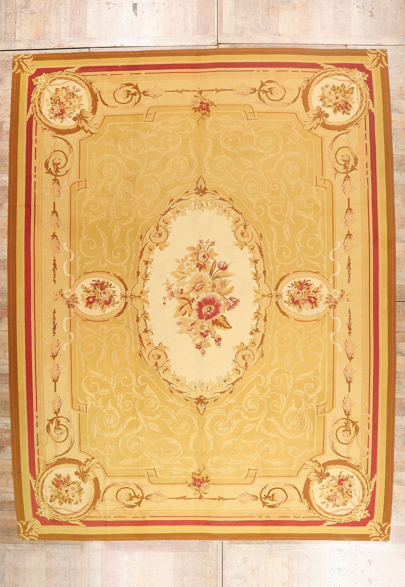 12 x 15 - Gold Vintage Chinese Aubusson Rug - 79589