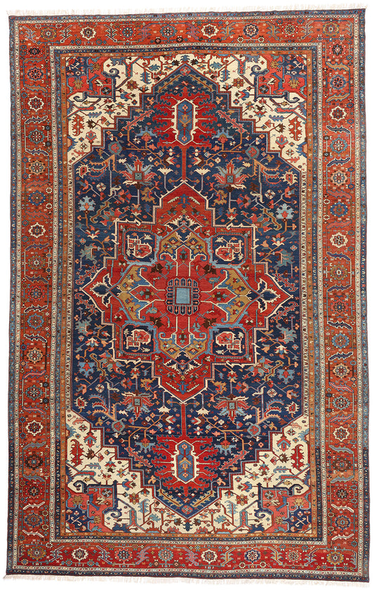 12 x 18 - Navy Blue Antique Persian Serapi Rug - 79590