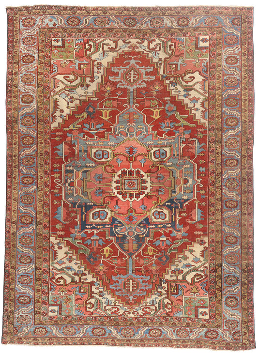 10 x 13 - Red Antique Persian Serapi Rug - 79591