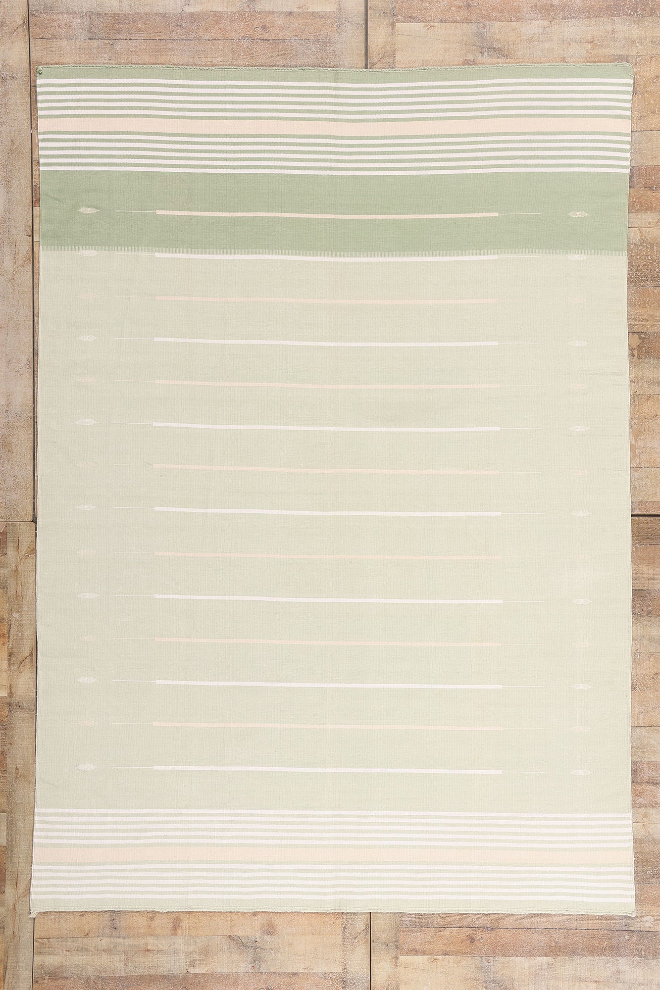 7 x 10 - Green Vintage Dhurrie Rug - 79595