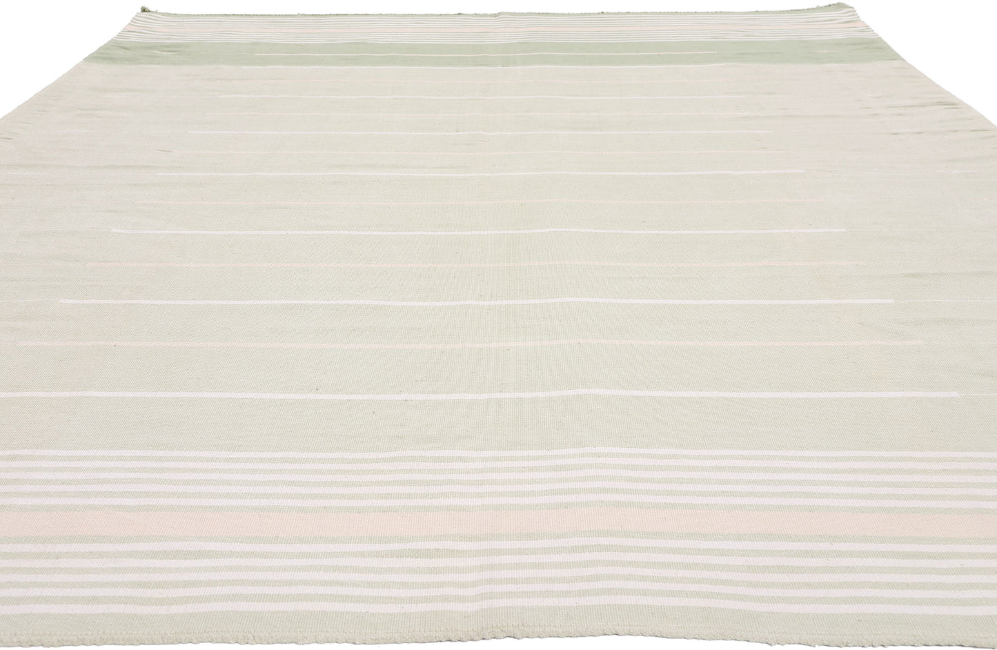 7 x 10 - Green Vintage Dhurrie Rug - 79595
