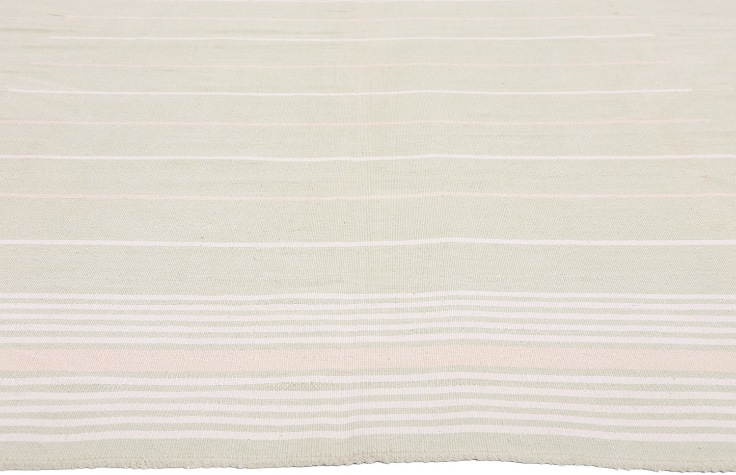7 x 10 - Green Vintage Dhurrie Rug - 79595