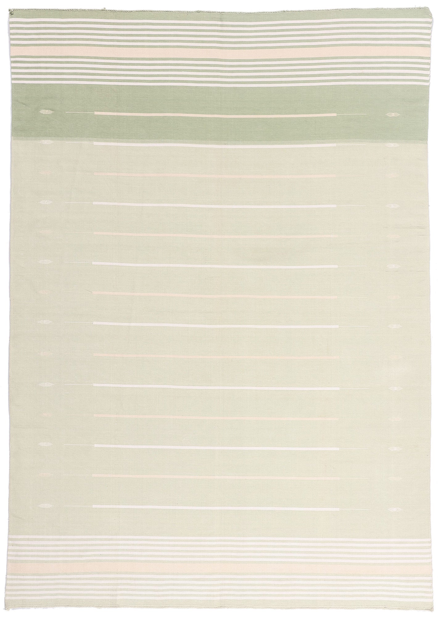 7 x 10 - Green Vintage Dhurrie Rug - 79595