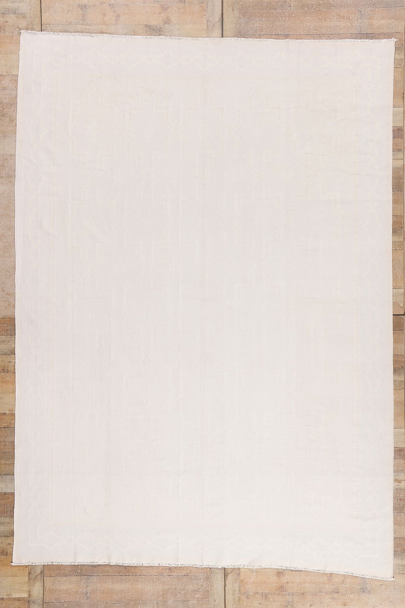 8 x 12 - White Vintage Dhurrie Rug - 79597