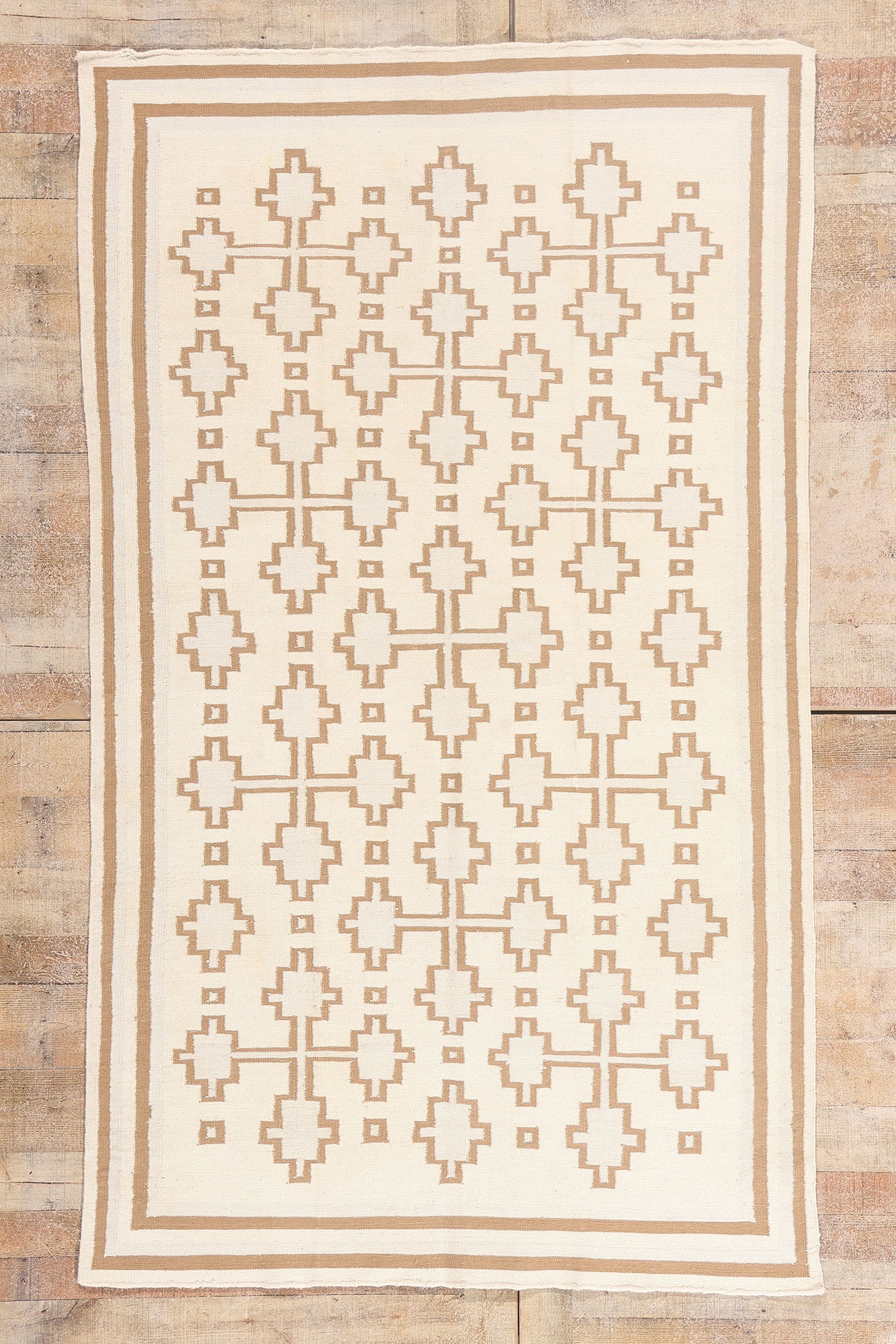 5 x 8 - Ivory Vintage Dhurrie Rug - 79598