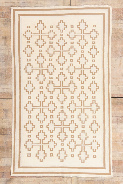 5 x 8 - Ivory Vintage Dhurrie Rug - 79598