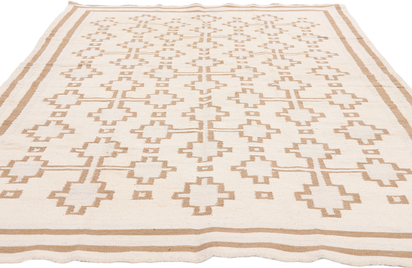 5 x 8 - Ivory Vintage Dhurrie Rug - 79598